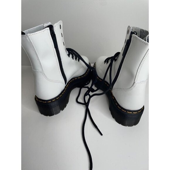 Doc Dr Martens Jadon White Smooth Leather Platform Lace Up Combat Boots 38 US 7 - Picture 5 of 6